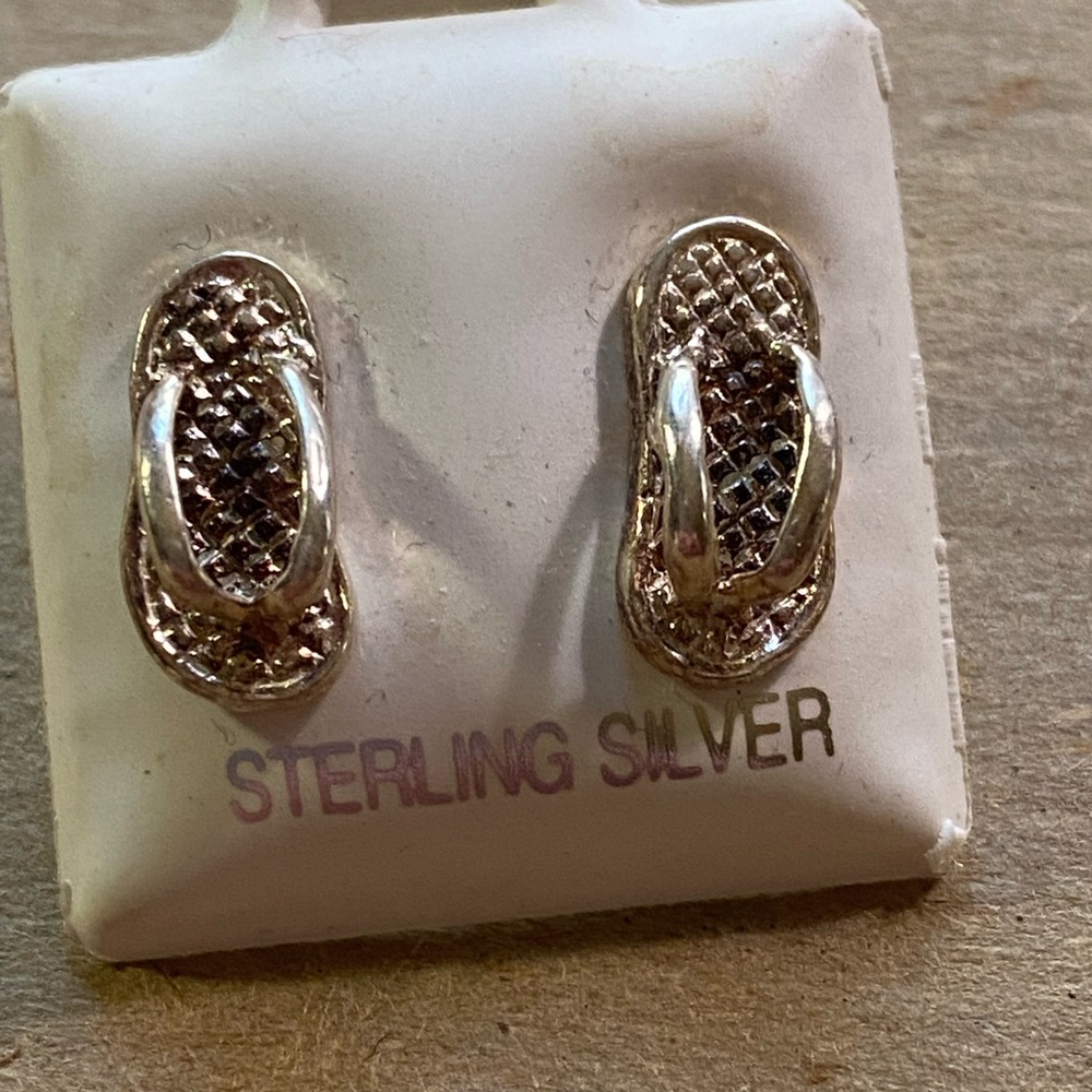 Pair of sterling silver .925 flip flop studs